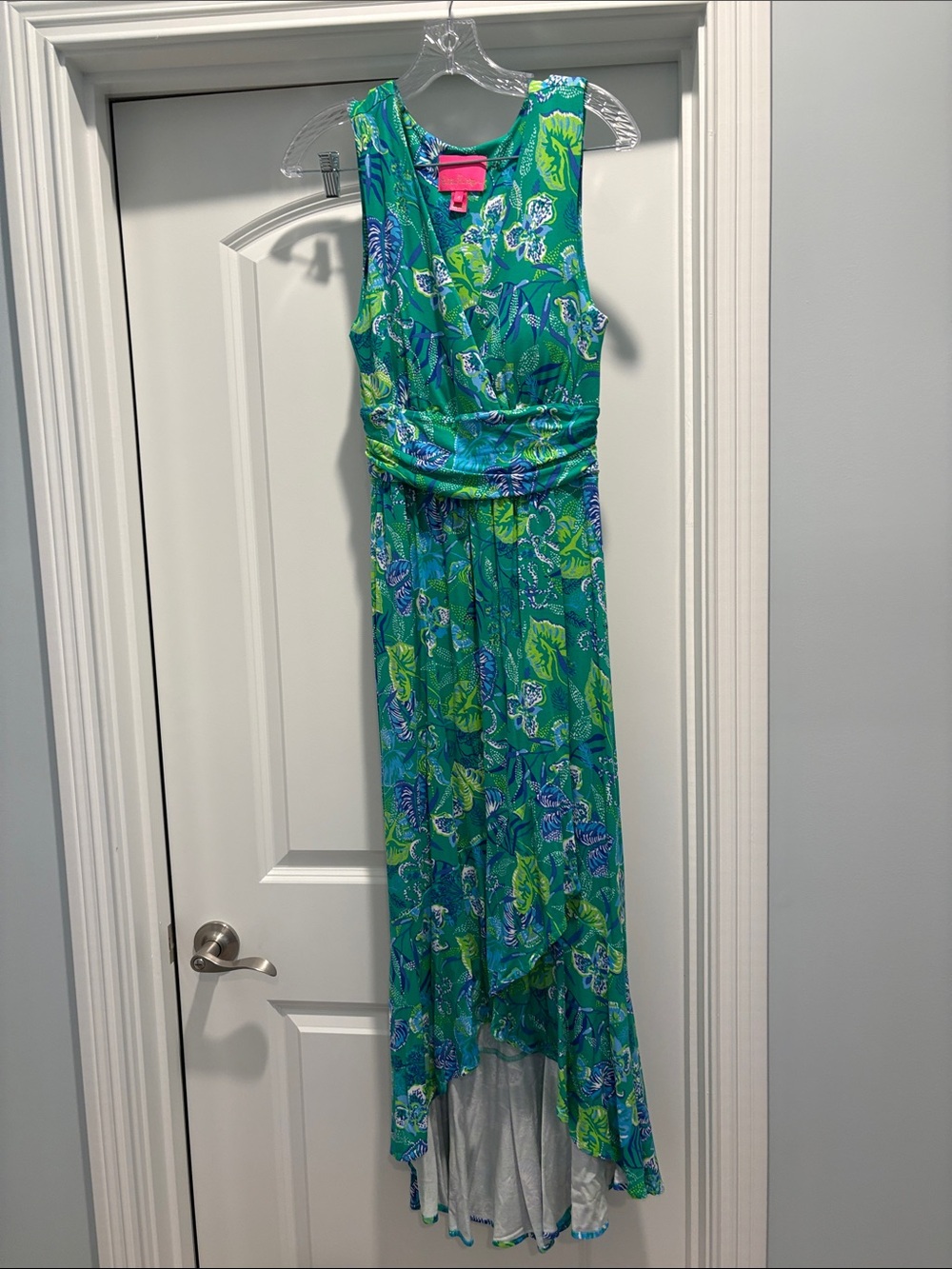 Lilly Pilitzer Sleeveless Green Floral High-Low Maxi Dress